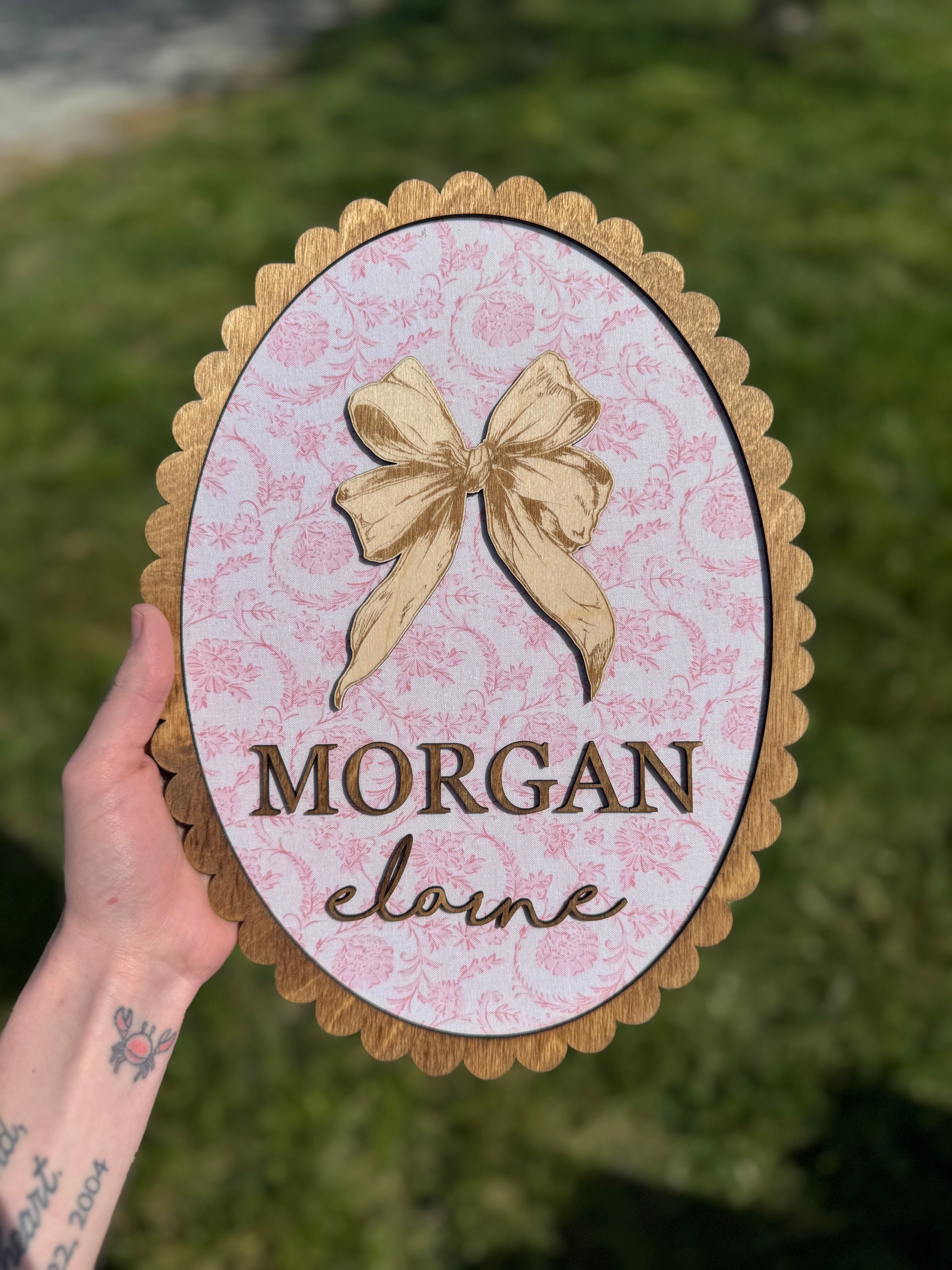 Custom Fabric Scalloped Name Plaque
