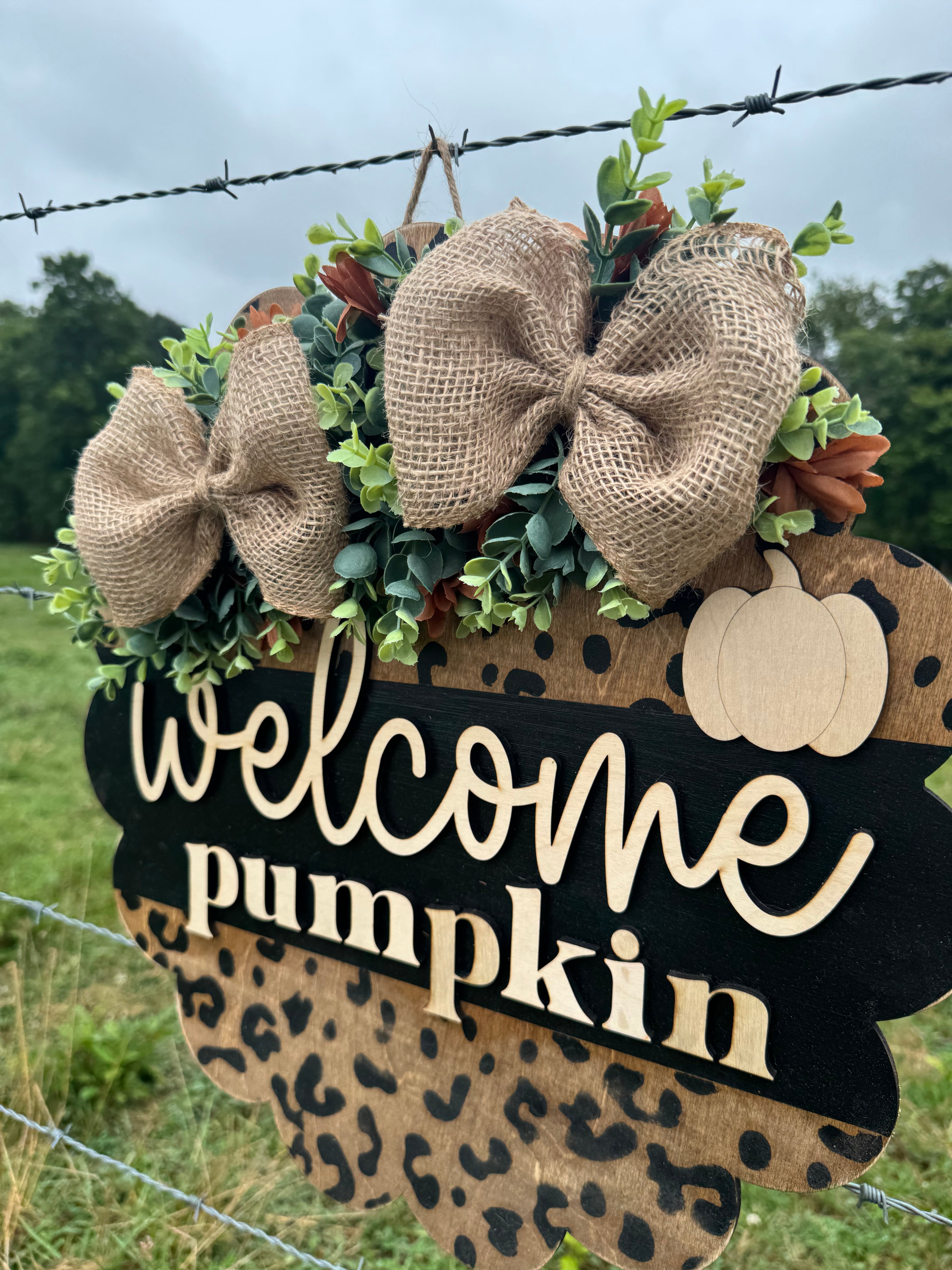 Cheetah Pumpkin Porch Signs