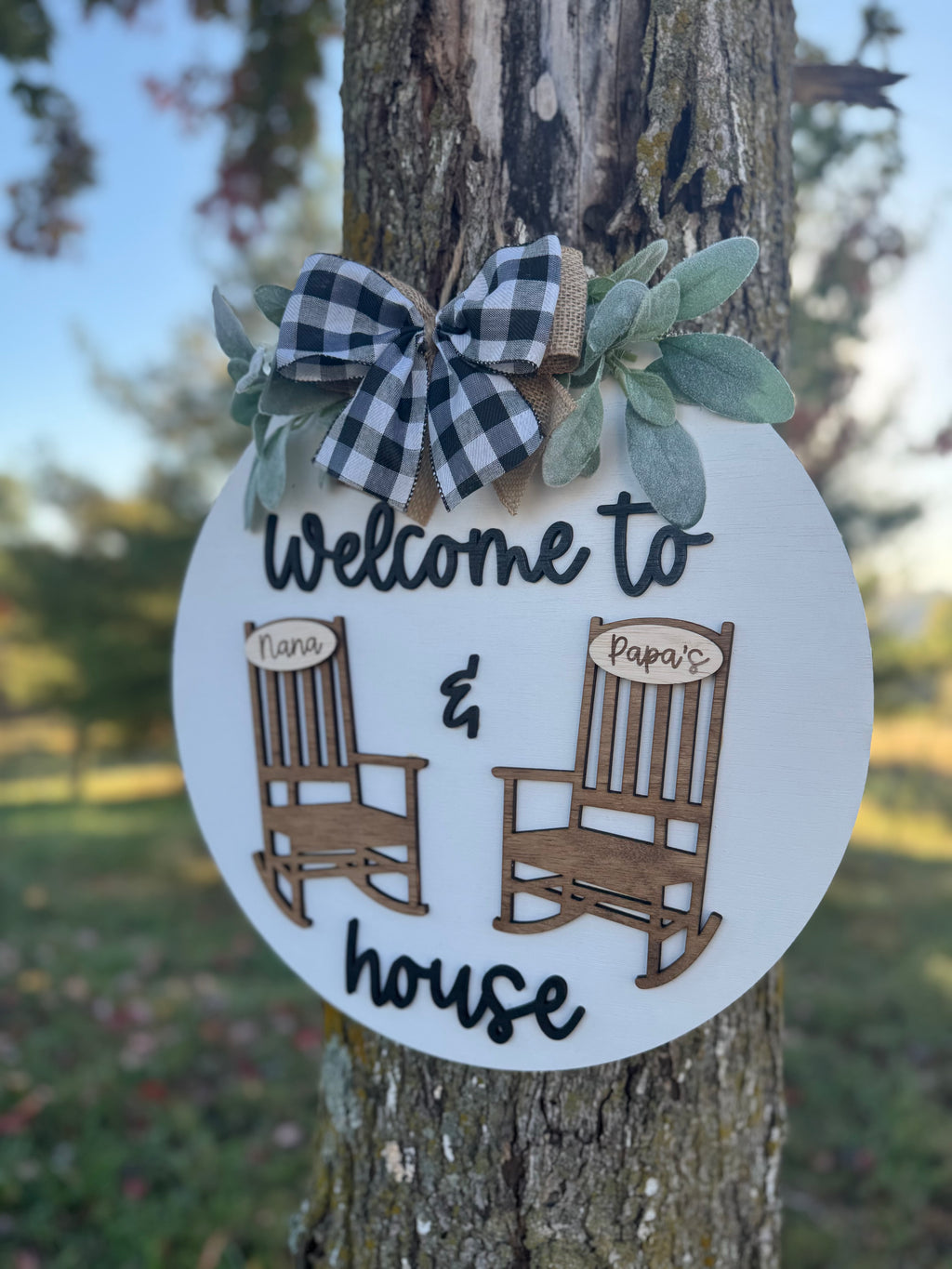 Rocking Chair Welcome Sign