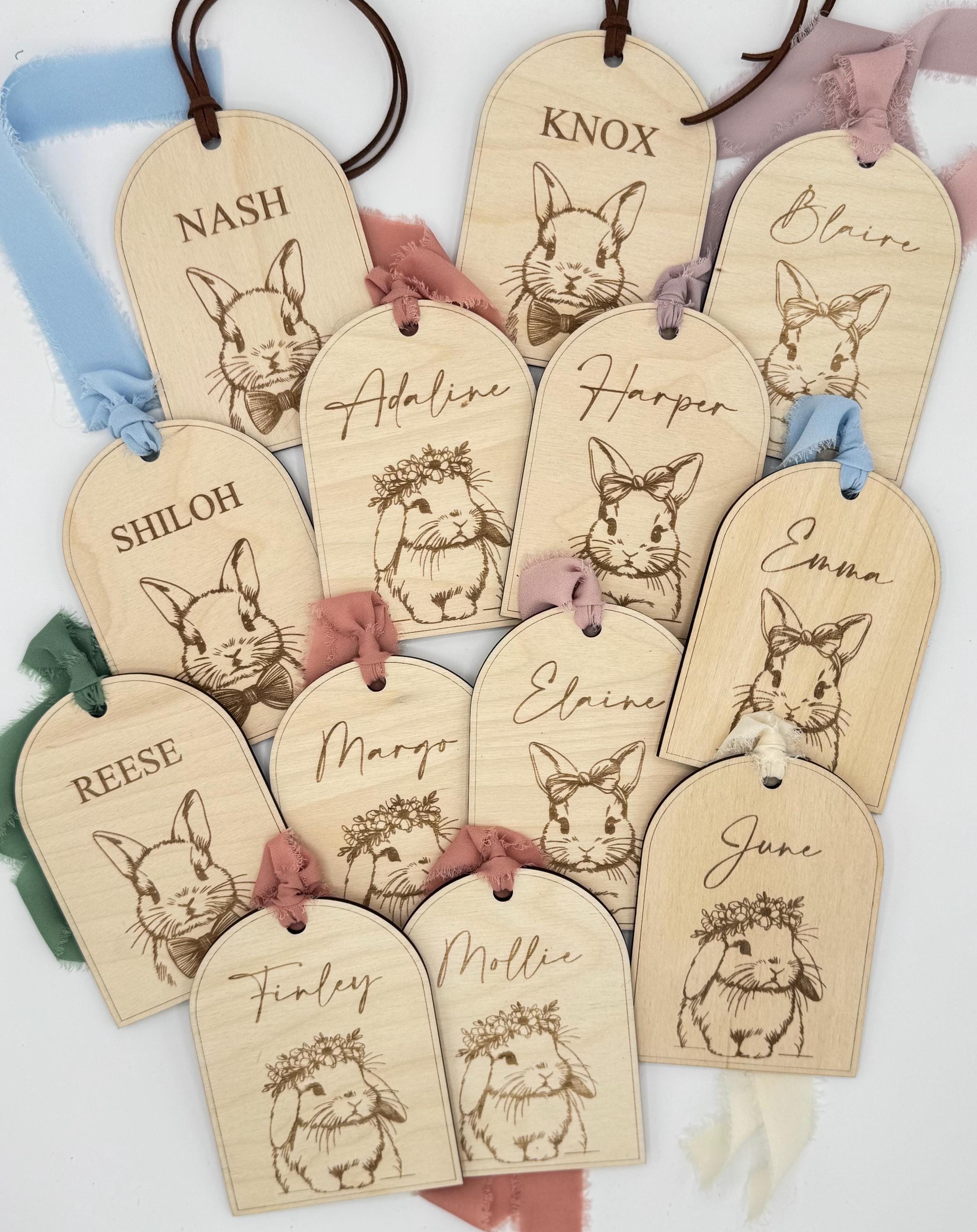 Easter Basket Tags With Personalized Bunny and Name | Custom Easter Gift | Boho Rabbit | Present | Egg Hunting | Gift Tag | First Easter