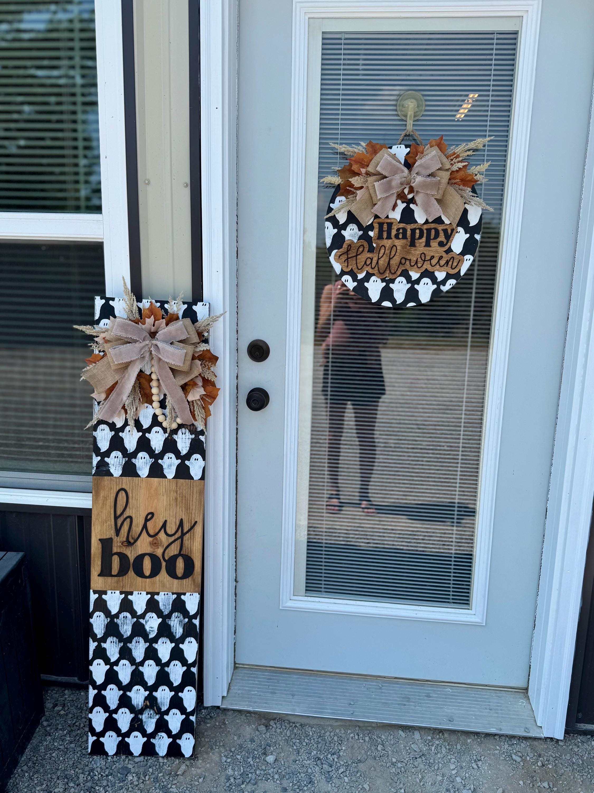 Happy Halloween Porch Set | Decor | Ghosts | Door Hanger | Porch Leaner | Fall Decorations | Boho | Custom Sign | October 31st | Porch