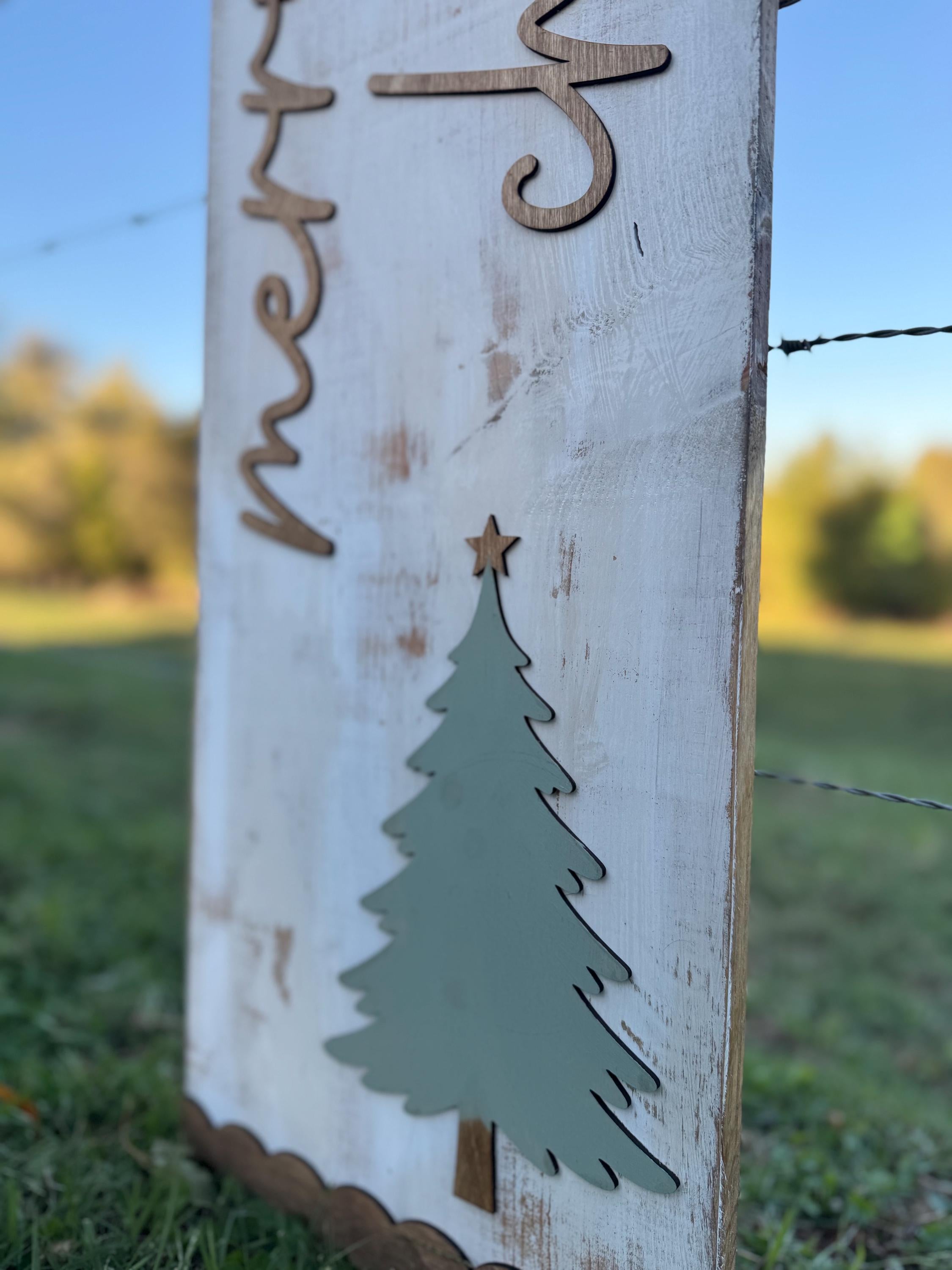 Merry Christmas Porch Set | Decor | Tree | Door Hanger | Porch Leaner | Winter Decorations | Boho | Custom Sign | Neutral | Welcome