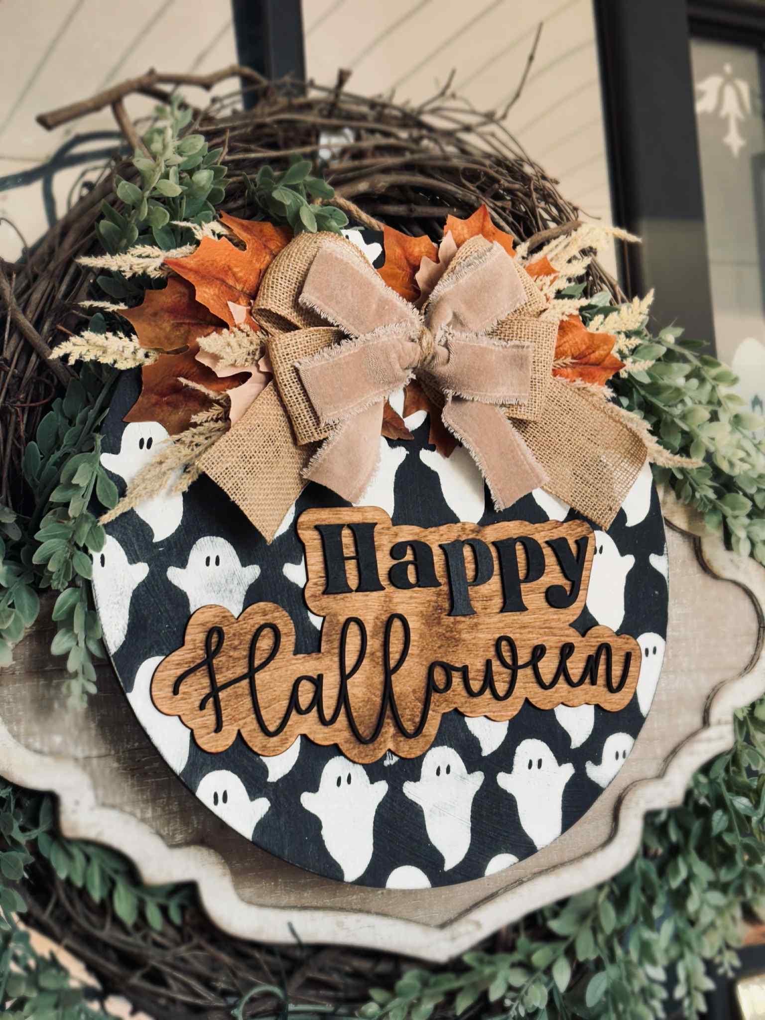 Happy Halloween Porch Set | Decor | Ghosts | Door Hanger | Porch Leaner | Fall Decorations | Boho | Custom Sign | October 31st | Porch