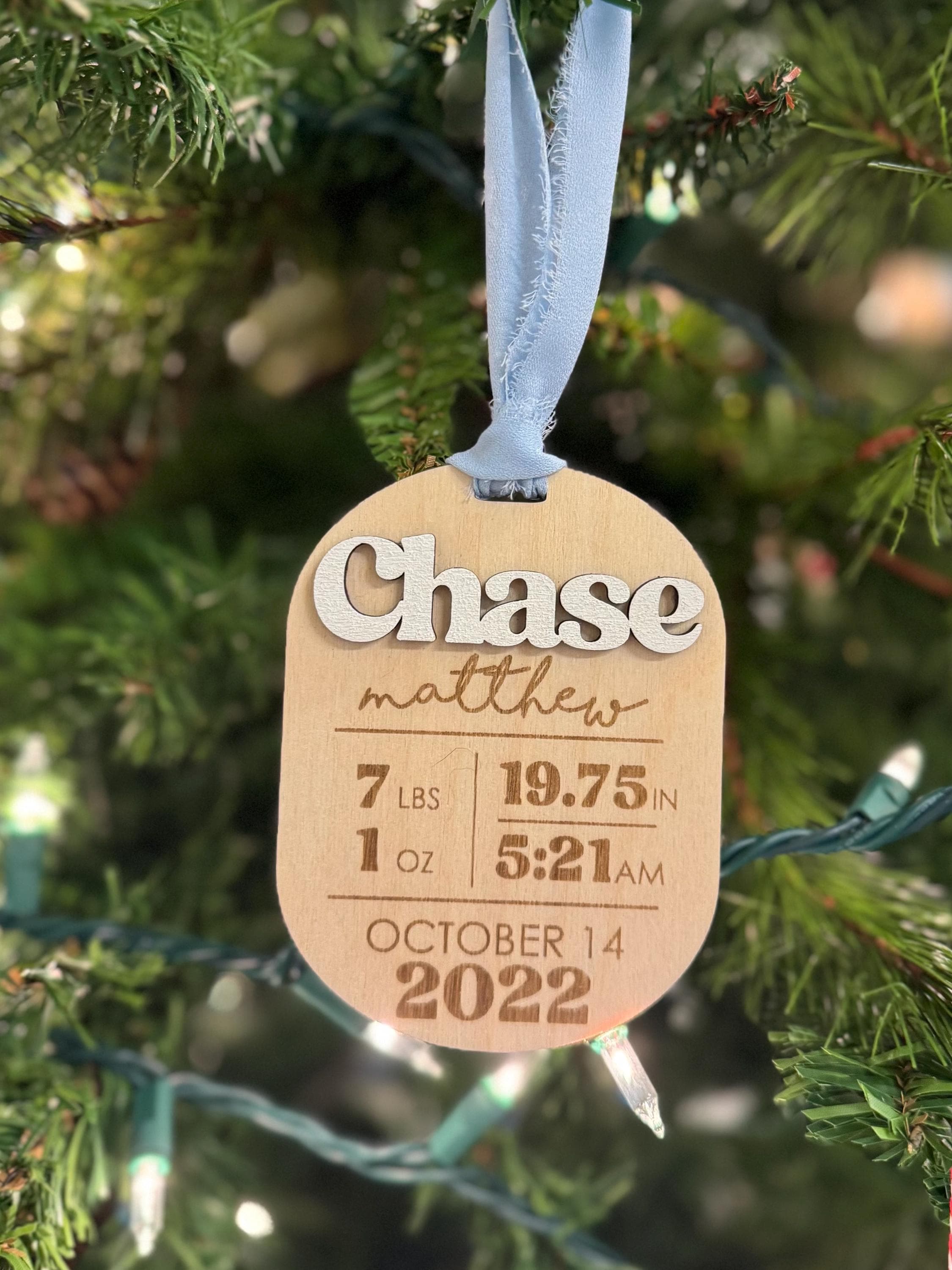 Personalized Baby’s First Christmas Ornament | Custom Ornament | Gift | Keepsake | Holiday Decor | Stocking Tag | Birth Stats | Hospital