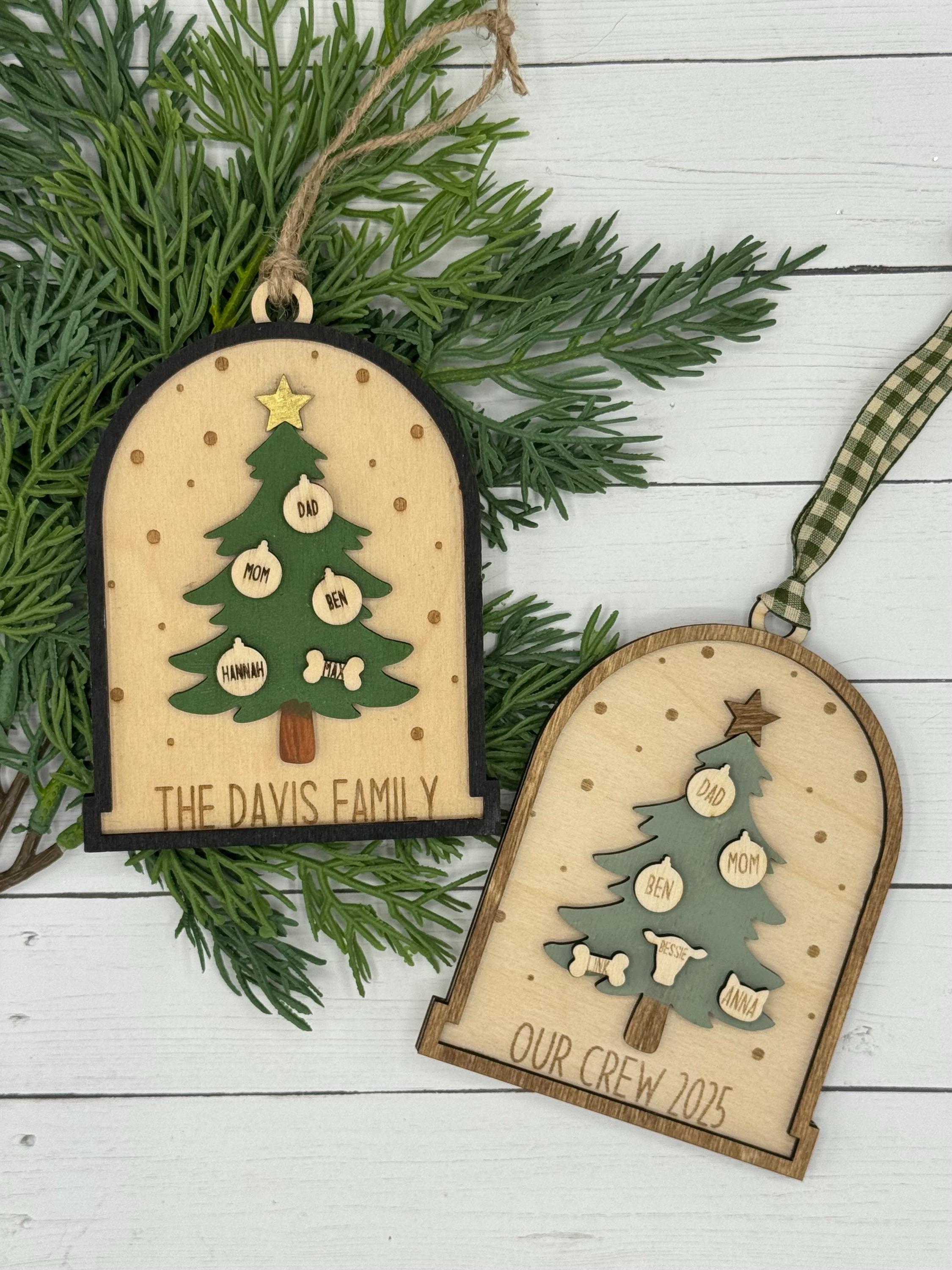Personalized Family Wood Christmas Ornament | Custom Ornament | Christmas Gift | Keepsake | Holiday Decor | Stocking Tag | Memorabilia