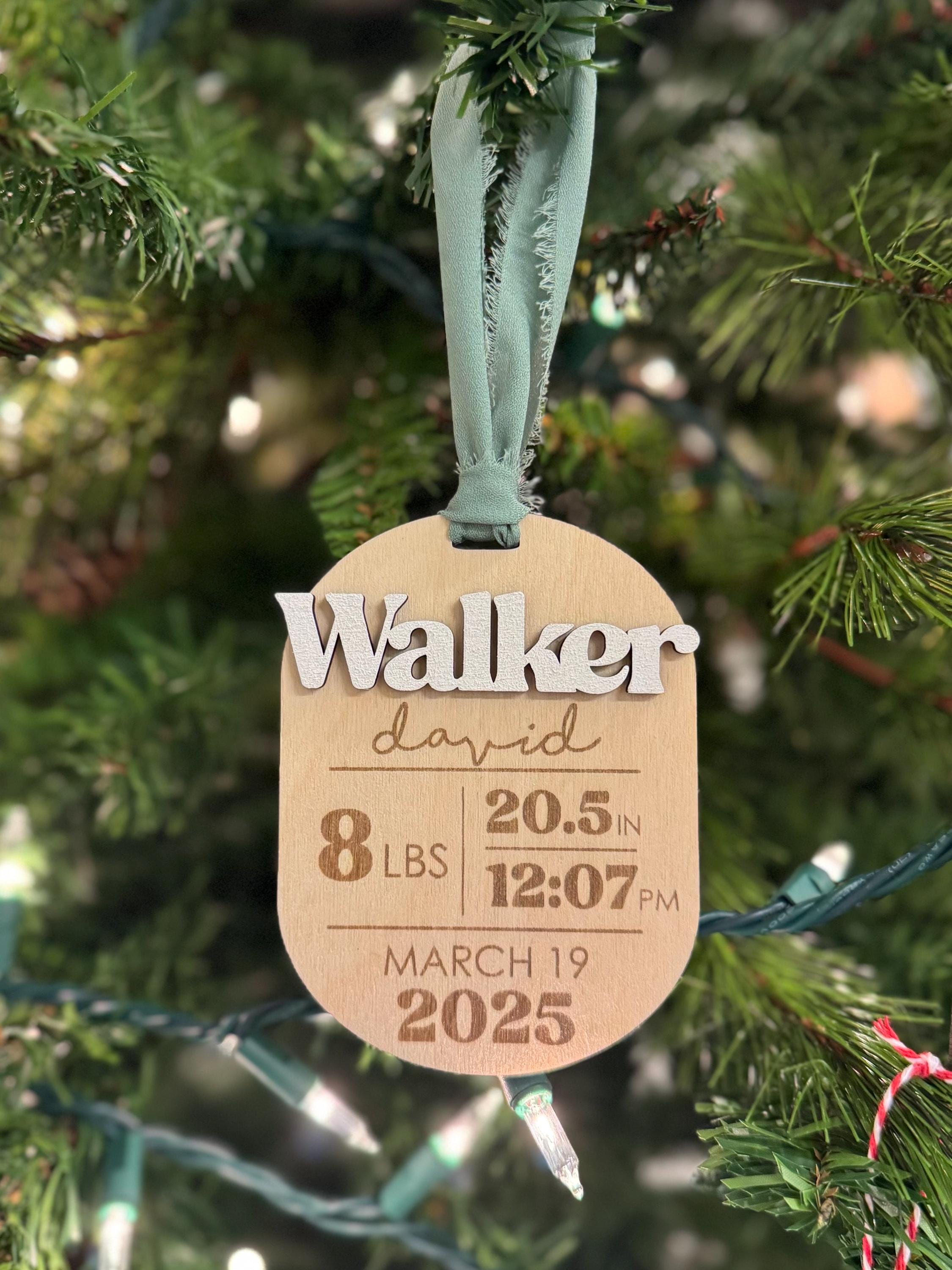 Personalized Baby’s First Christmas Ornament | Custom Ornament | Gift | Keepsake | Holiday Decor | Stocking Tag | Birth Stats | Hospital