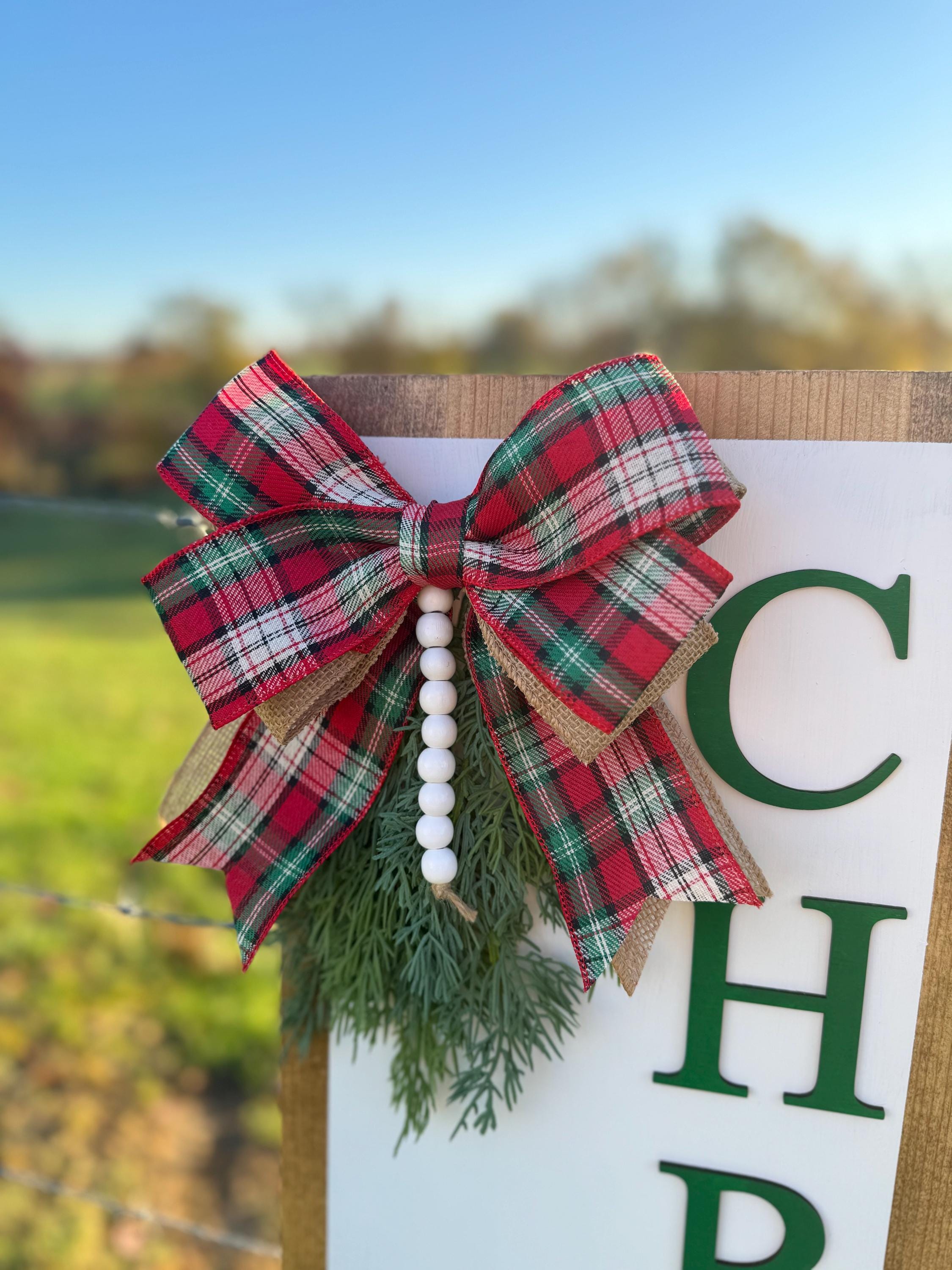 Merry Christmas Porch Set | Decor | Tree | Door Hanger | Porch Leaner | Winter Decorations | Plaid | Custom Sign | Red & Green | Welcome