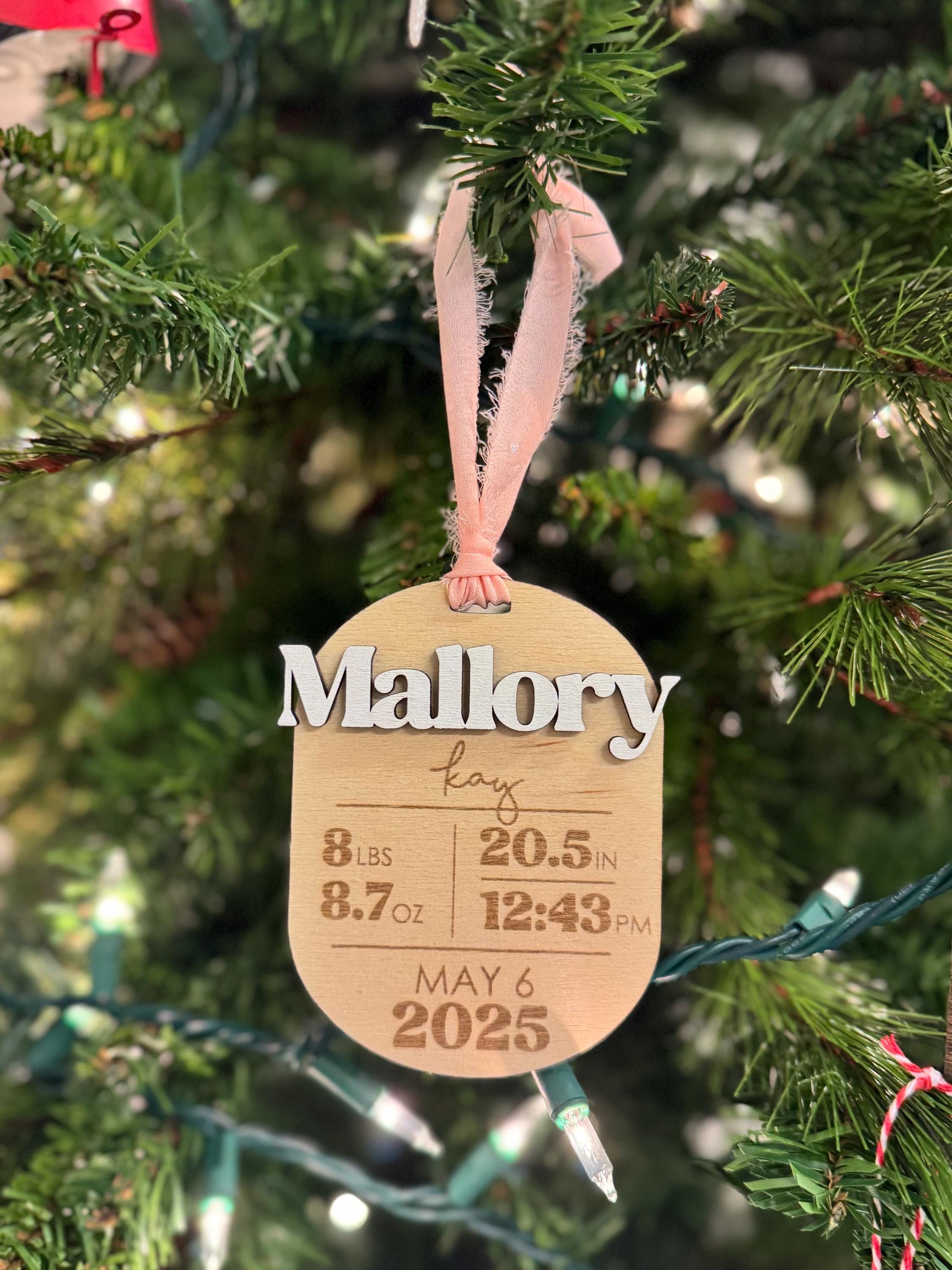 Personalized Baby’s First Christmas Ornament | Custom Ornament | Gift | Keepsake | Holiday Decor | Stocking Tag | Birth Stats | Hospital